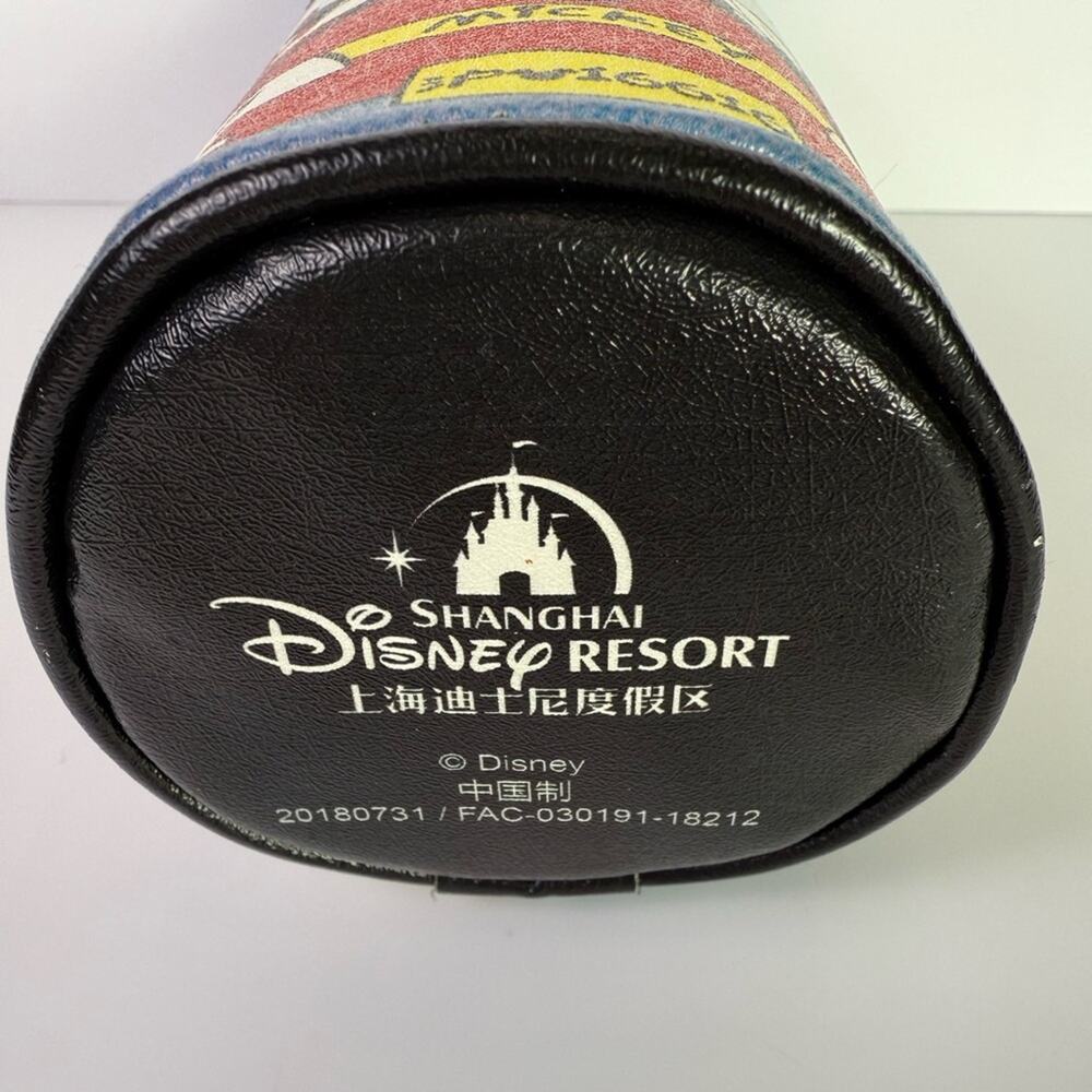Shanghai Disney Resort Cylindrical Stationary Pencil Pouch/Makeup Bag 9”x3” - Picture 5 of 8